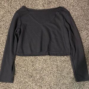 Long Sleeved Gray Crop Top